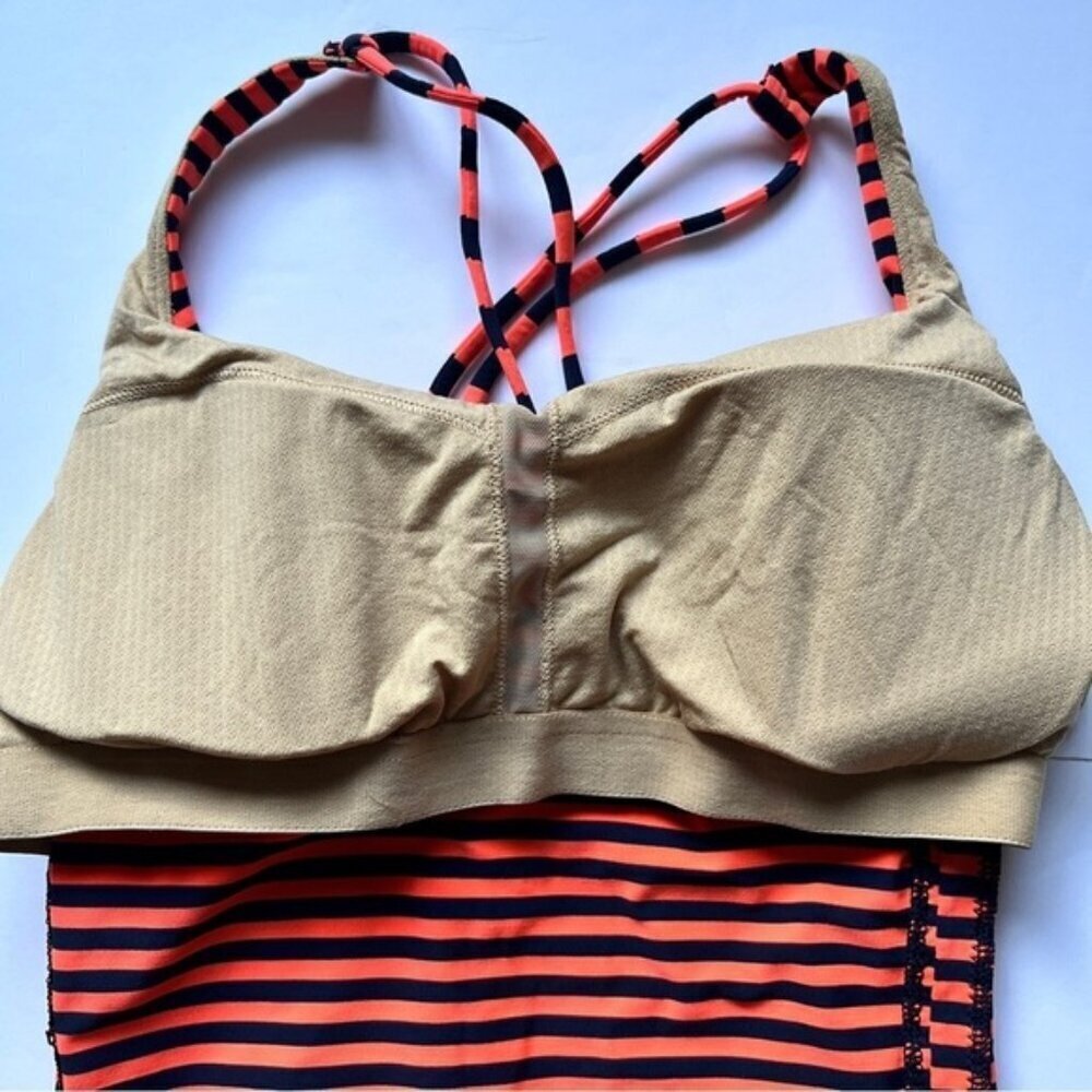 Fairy Fashion๐งต๐ง Lululemon Tank Top Orange Navy Blue sz S - Picture 7 of 14